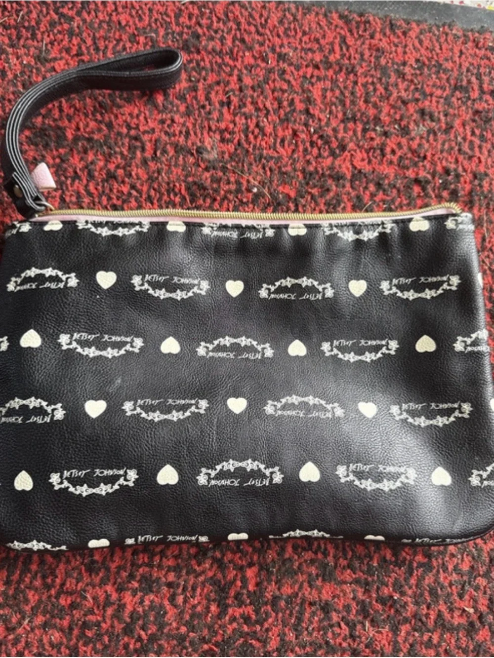 Betsey Johnson French bulldog wristlet zipper pouch